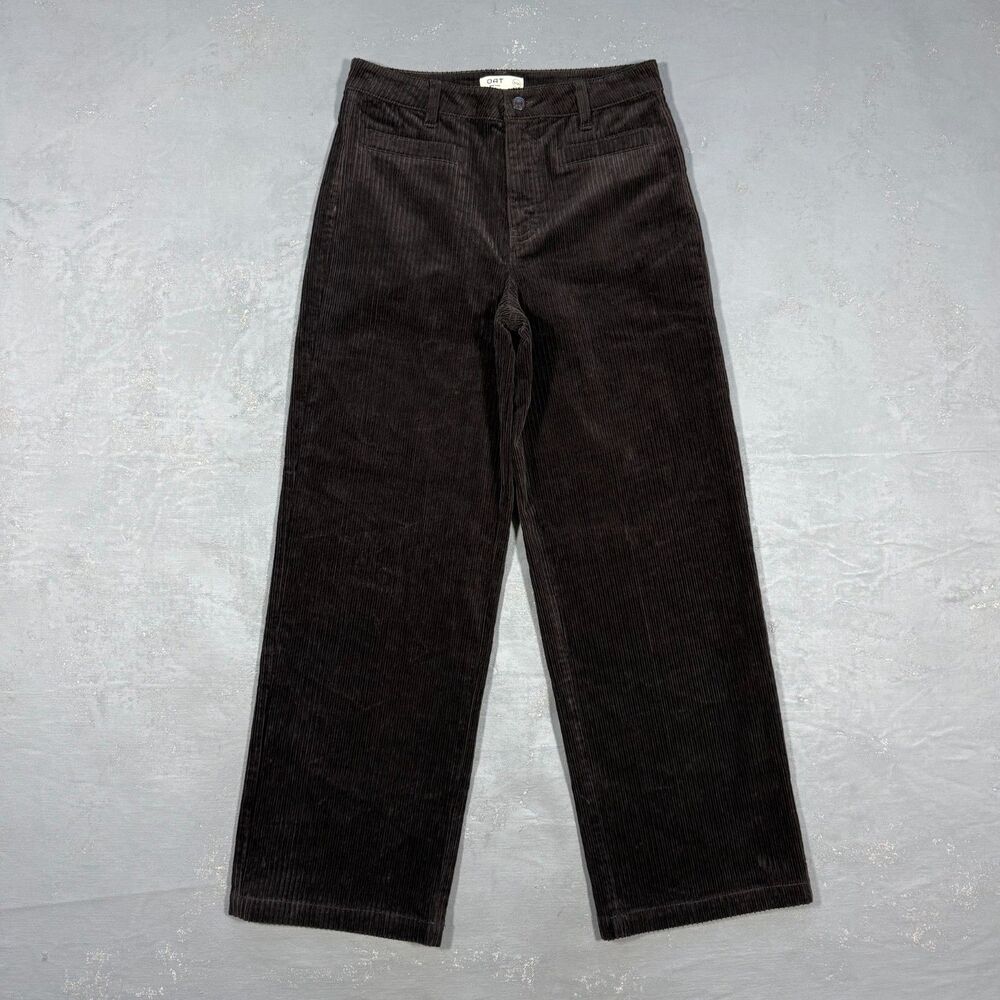 OAT NYC Dark Brown Corduroy Wide Straight Leg Pants Women's 8, 29